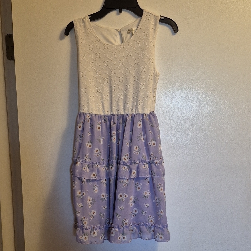 Knitworks White and Purple Sleeveless Sundress Casual